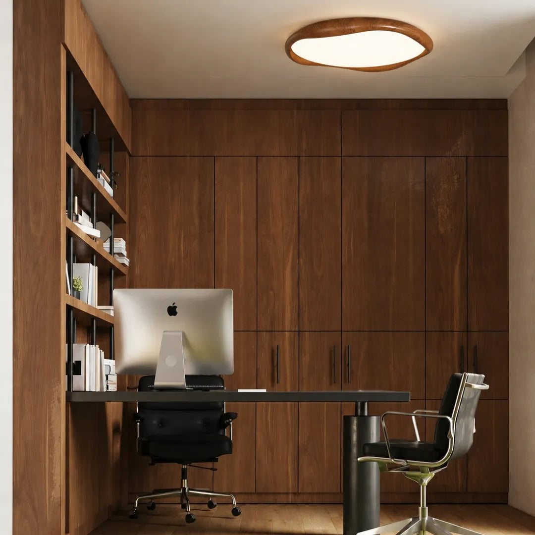 Plafon LED Orgânico Auri Madeira Marrom 52cm