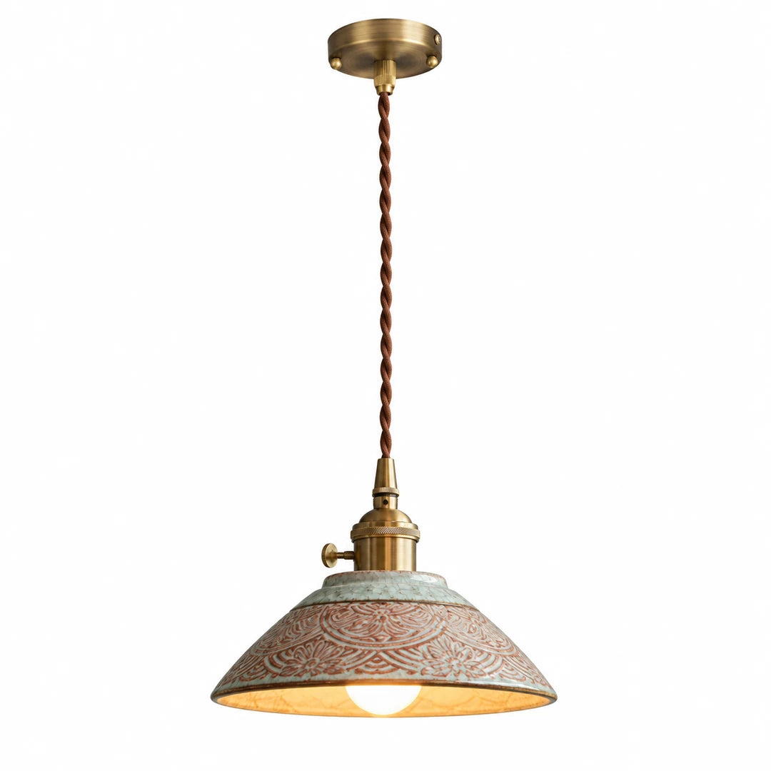 Luminária pendente de cerâmica retrô Siena em fundo branco — Tonzi