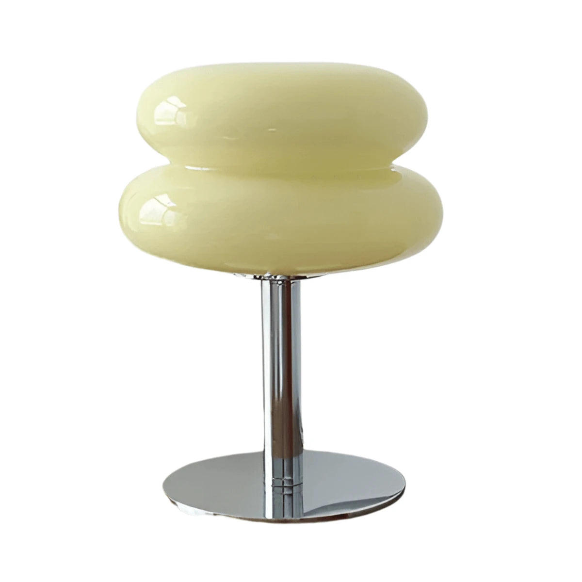 Abajur de mesa LED Tonzi versão amarelo em quarto contemporâneo com decoração warm minimalist