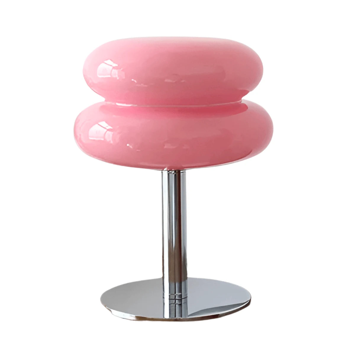 Abajur de mesa LED Tonzi versão rosa difundindo luz quente em cabeceira japandi