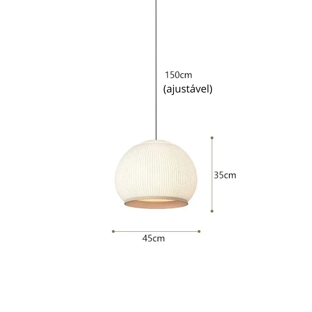 Luminária Pendente Minimalista em Tecido Wabi-Sabi LED
