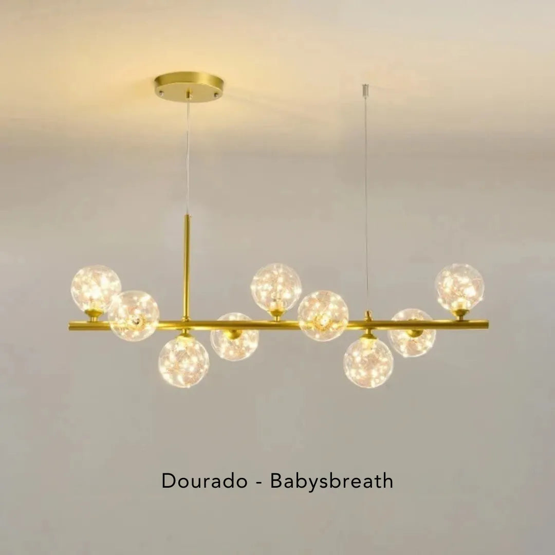 Lustre Pendente Sala de Jantar e Estar Vidro LED