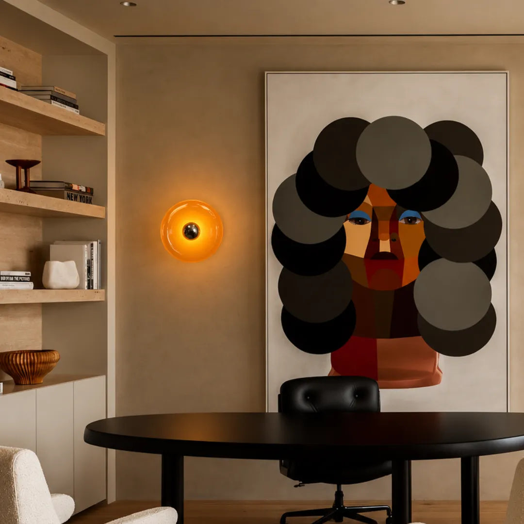 Arandela de Parede LED Vidro Donut Laranja Touch Tricolor