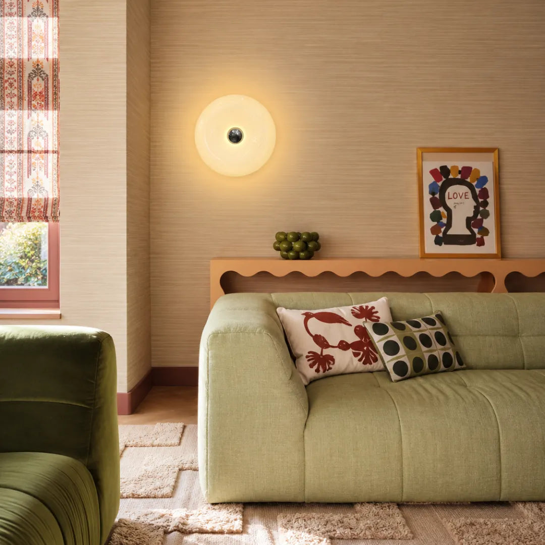 Arandela de Parede LED Vidro Donut Laranja Touch Tricolor
