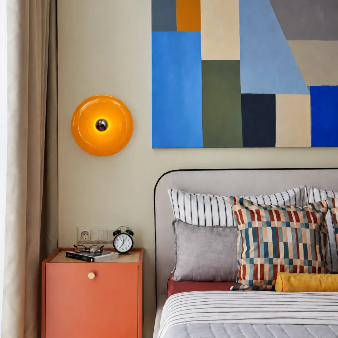 Arandela de Parede LED Vidro Donut Laranja Touch Tricolor