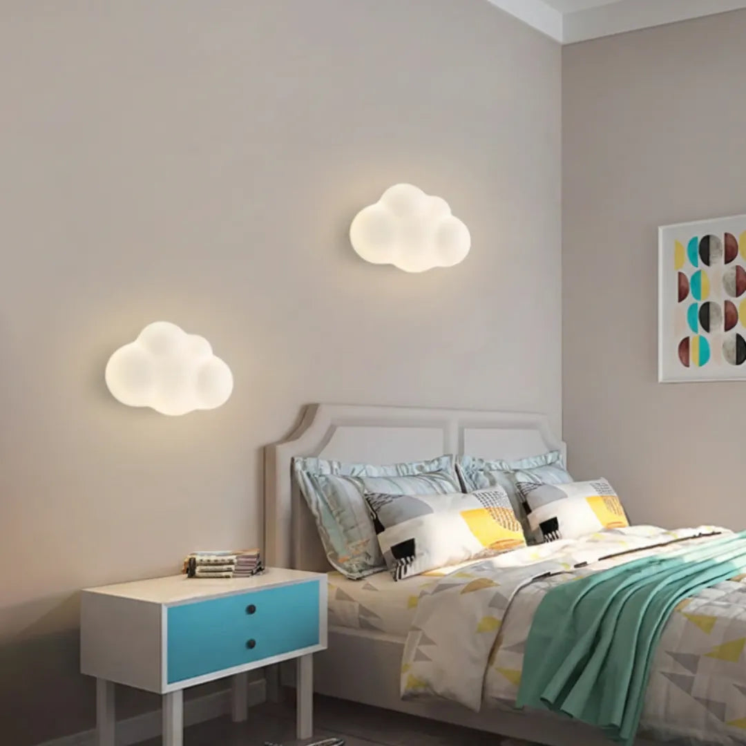 Detalhe da luz suave e difusa — Arandela Nuvem Infantil — Tonzi