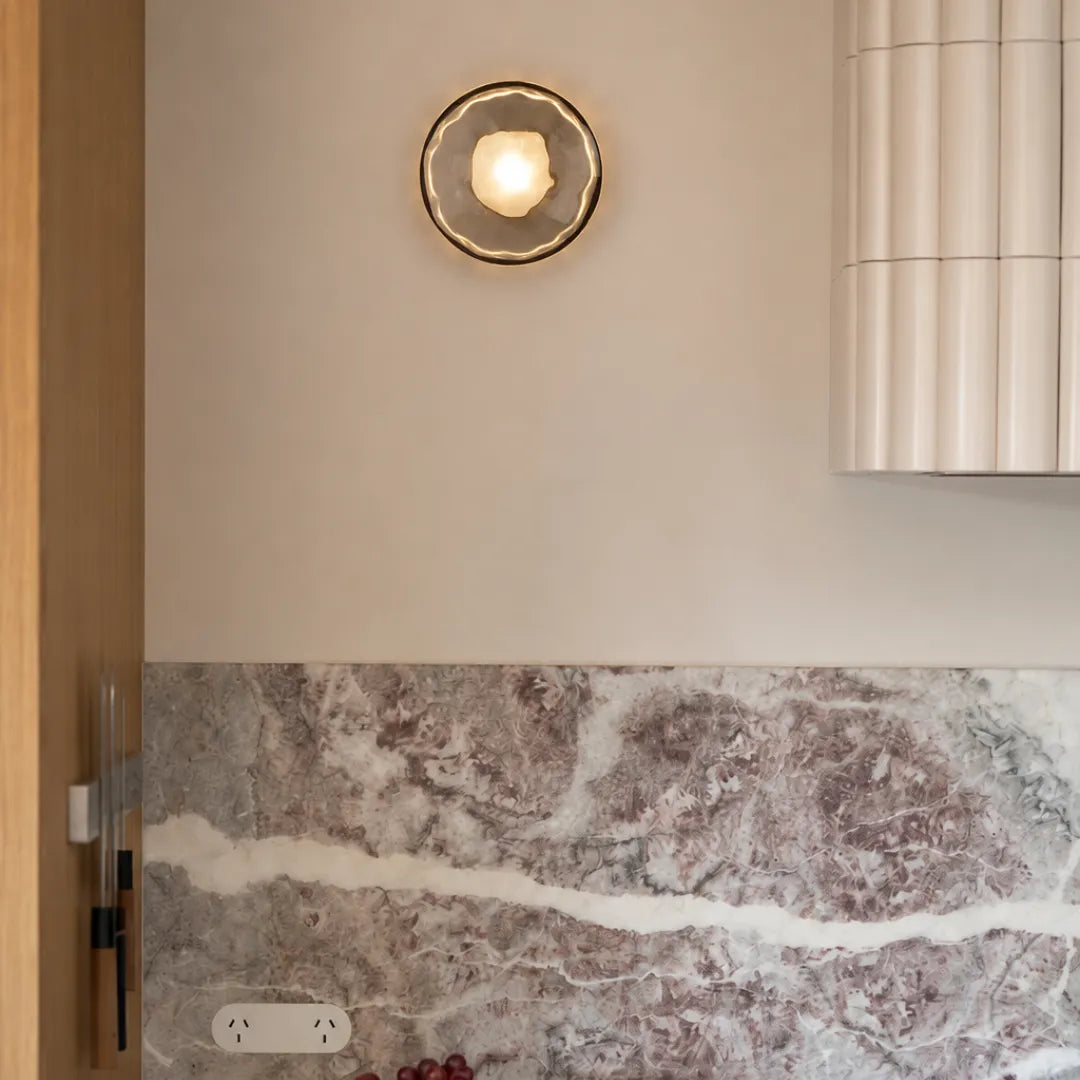 Arandela de parede vidro LED orgânica designer Nácar