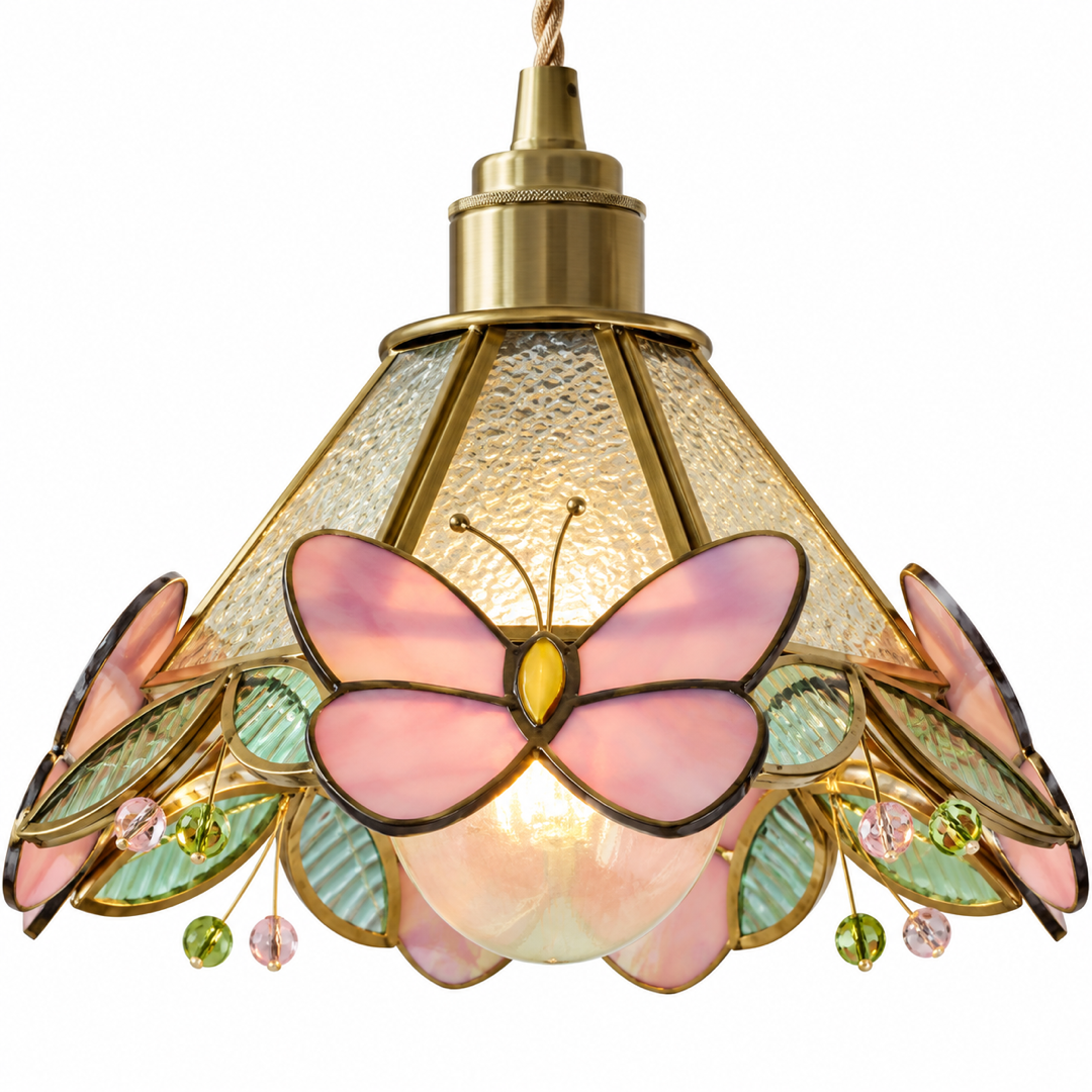 Detalhe de Luminária Pendente Vitral Borboleta Belle — Tonzi