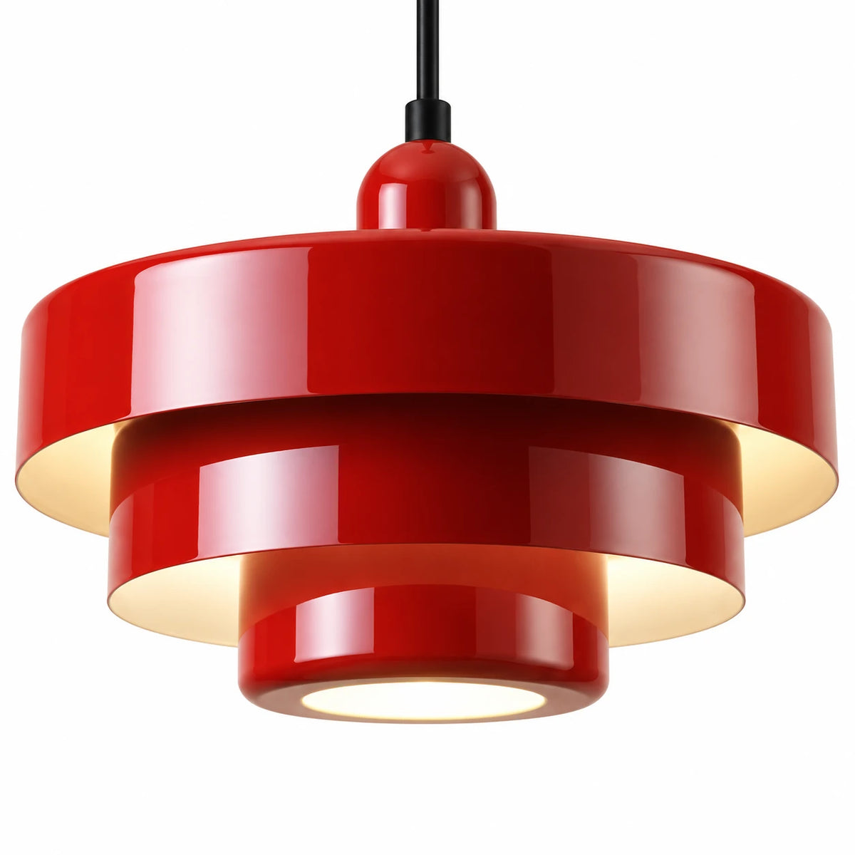 Detalhe do acabamento vermelho da Luminária Pendente Castel