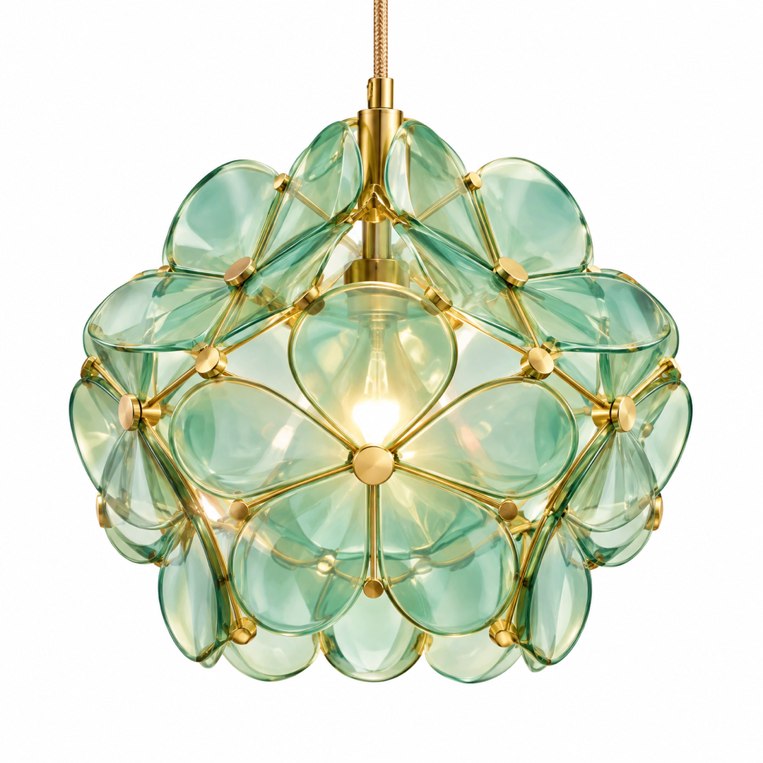 Detalhe da Luminária Pendente Acrílico Art Déco Lume Verde — Tonzi