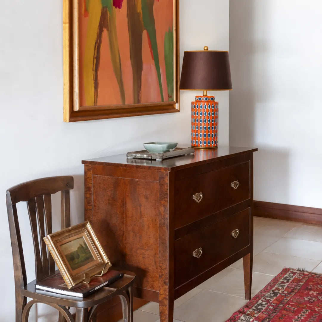 Luminária de Mesa Cerâmica Laranja Hexa