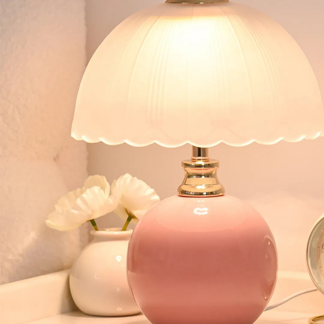 Luminária de Mesa em Vidro e Cerâmica