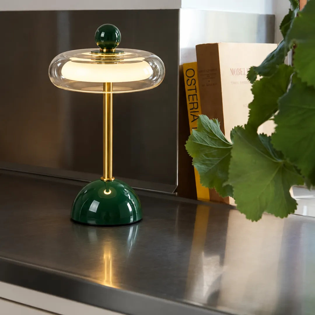 Luminária de Mesa LED Vidro Orbe Verde