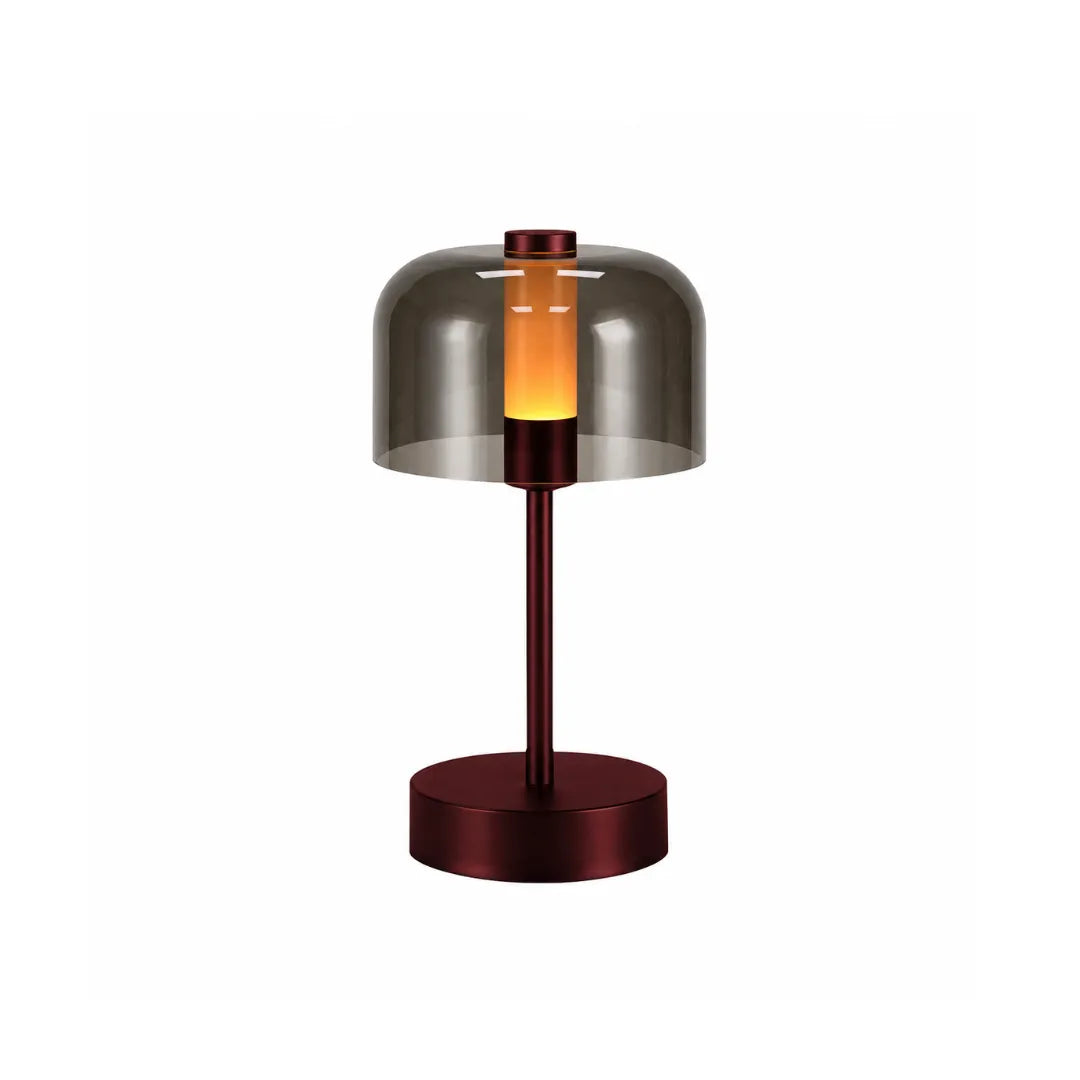 Luminária de mesa recarregável Abóbora Tonzi compondo canto zen com cerâmica natural