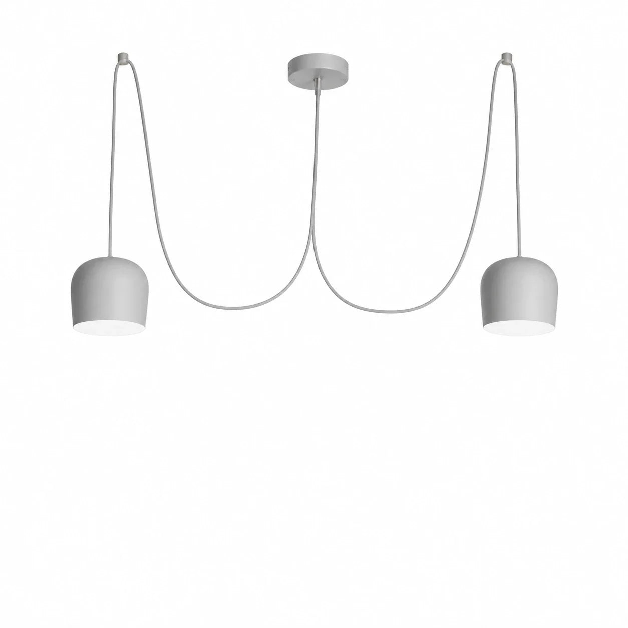 Luminária Pendente Moderna em Alumínio com 2 Cúpulas Ø18cm em fundo branco