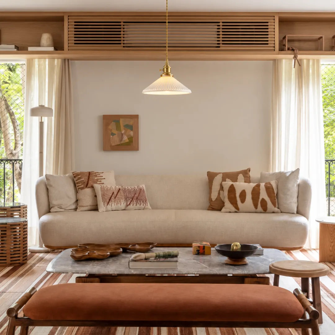 Luminária pendente Yuki em vidro branco plissado — Tonzi