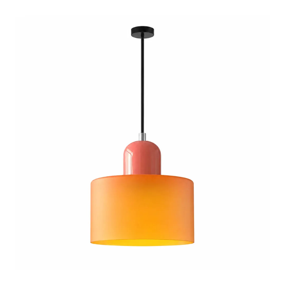 Luminária Pendente de Vidro Laranja e Coral Croma