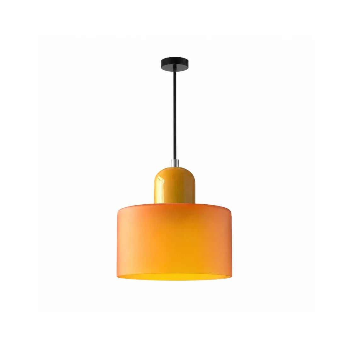 Luminária Pendente de Vidro Laranja e Mostarda Croma
