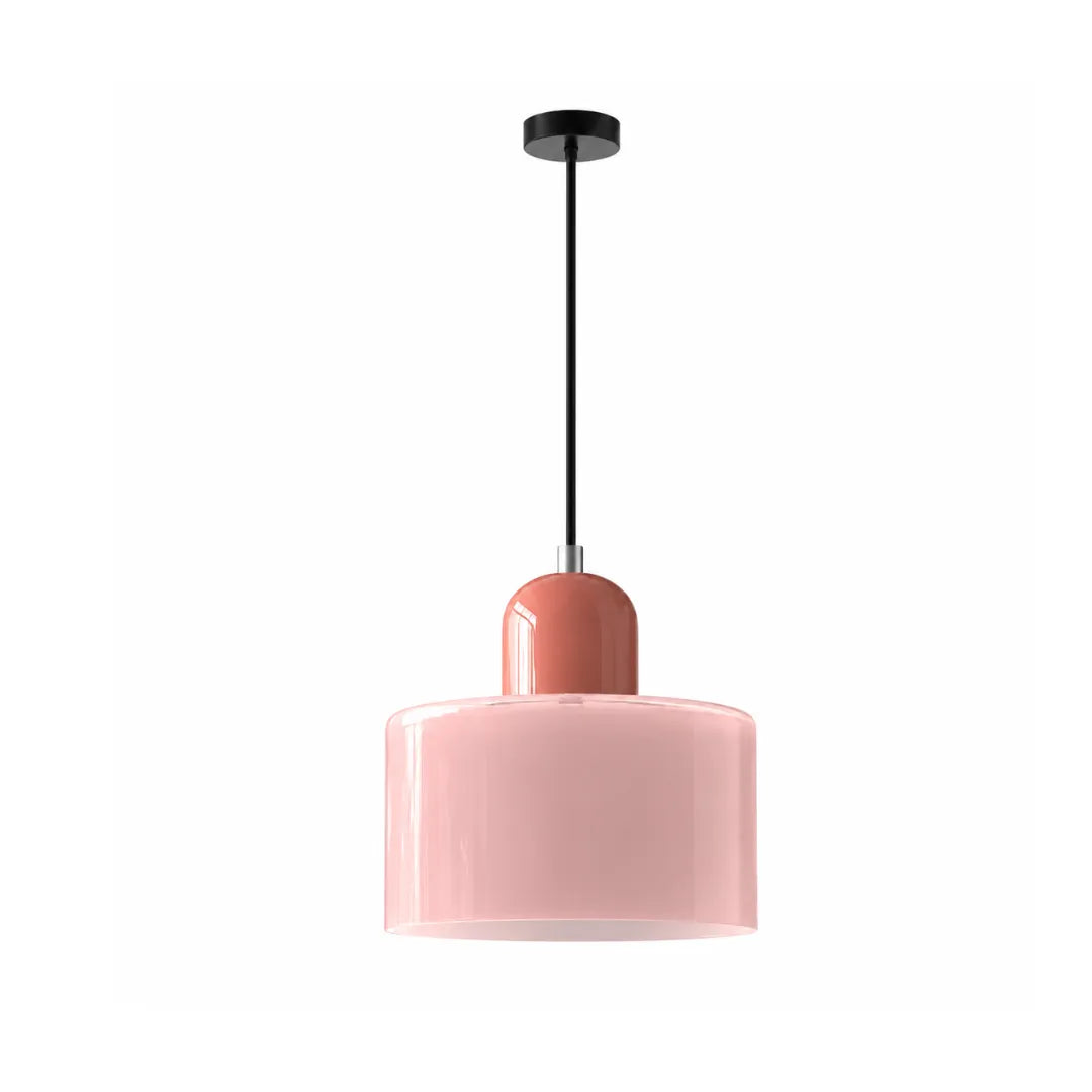Luminária Pendente de Vidro Rosa e Coral Croma
