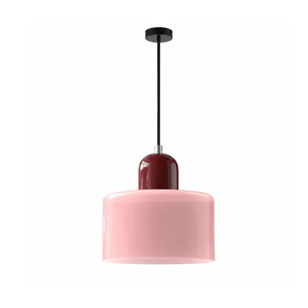Luminária Pendente de Vidro Rosa e Vinho Croma