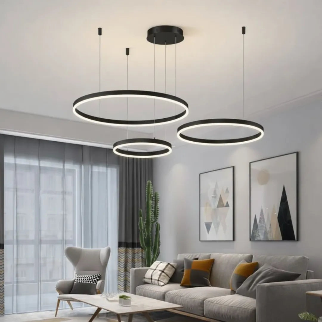 Luminária pendente Elora com LED regulável em ambiente Art Déco — Tonzi