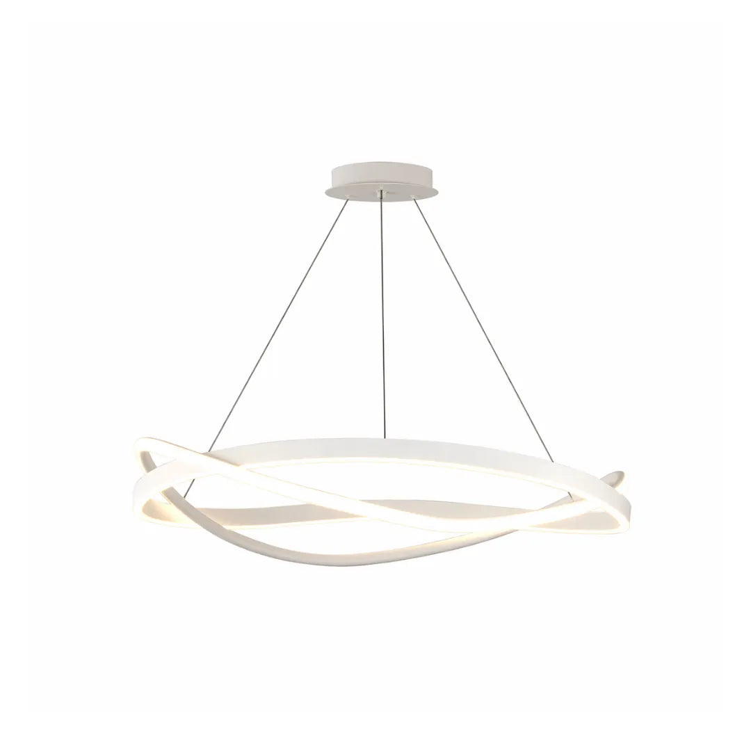 Luminária pendente LED em anel na cor branca fotografada em fundo branco — Luminária Pendente LED Anel Ajustável Moderno — Tonzi