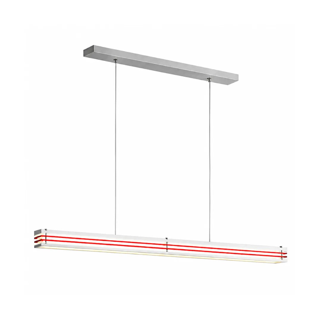 Luminária pendente linear LED em metal branco com formato horizontal alongado em fundo branco — Luminária Pendente Linear LED Sala de Jantar Moderna Linea — Tonzi