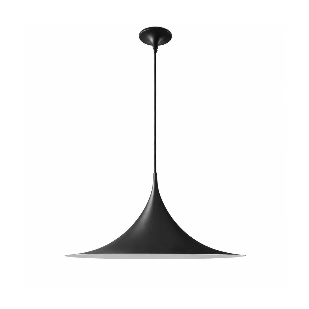Luminária pendente em metal meia-esfera dinamarquesa Sema sobre mesa de jantar — Pendente Sema — Tonzi