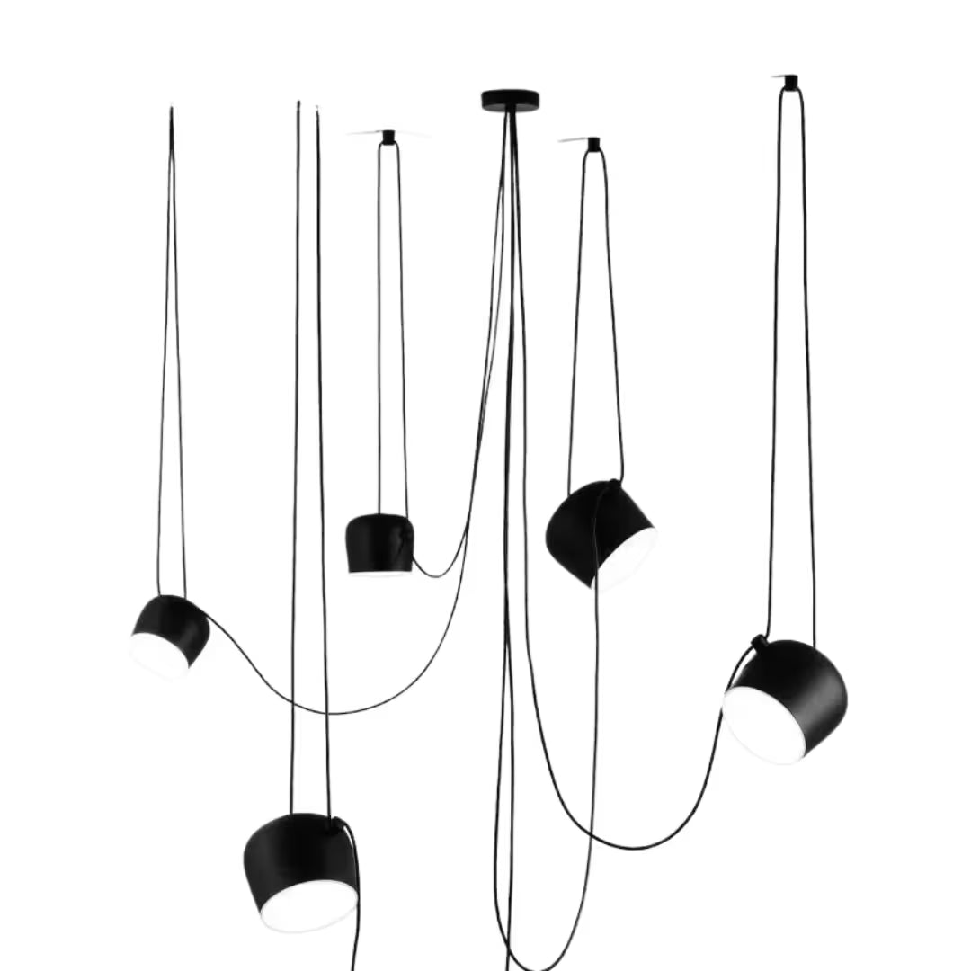 Luminária Pendente Moderna em Alumínio com 5 Cúpulas Ø18cm