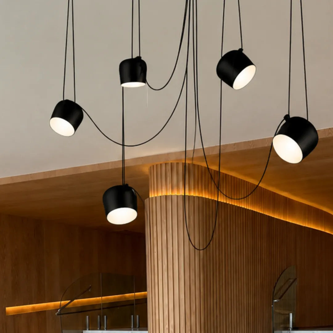 Luminária Pendente Moderna em Alumínio com 5 Cúpulas Ø18cm
