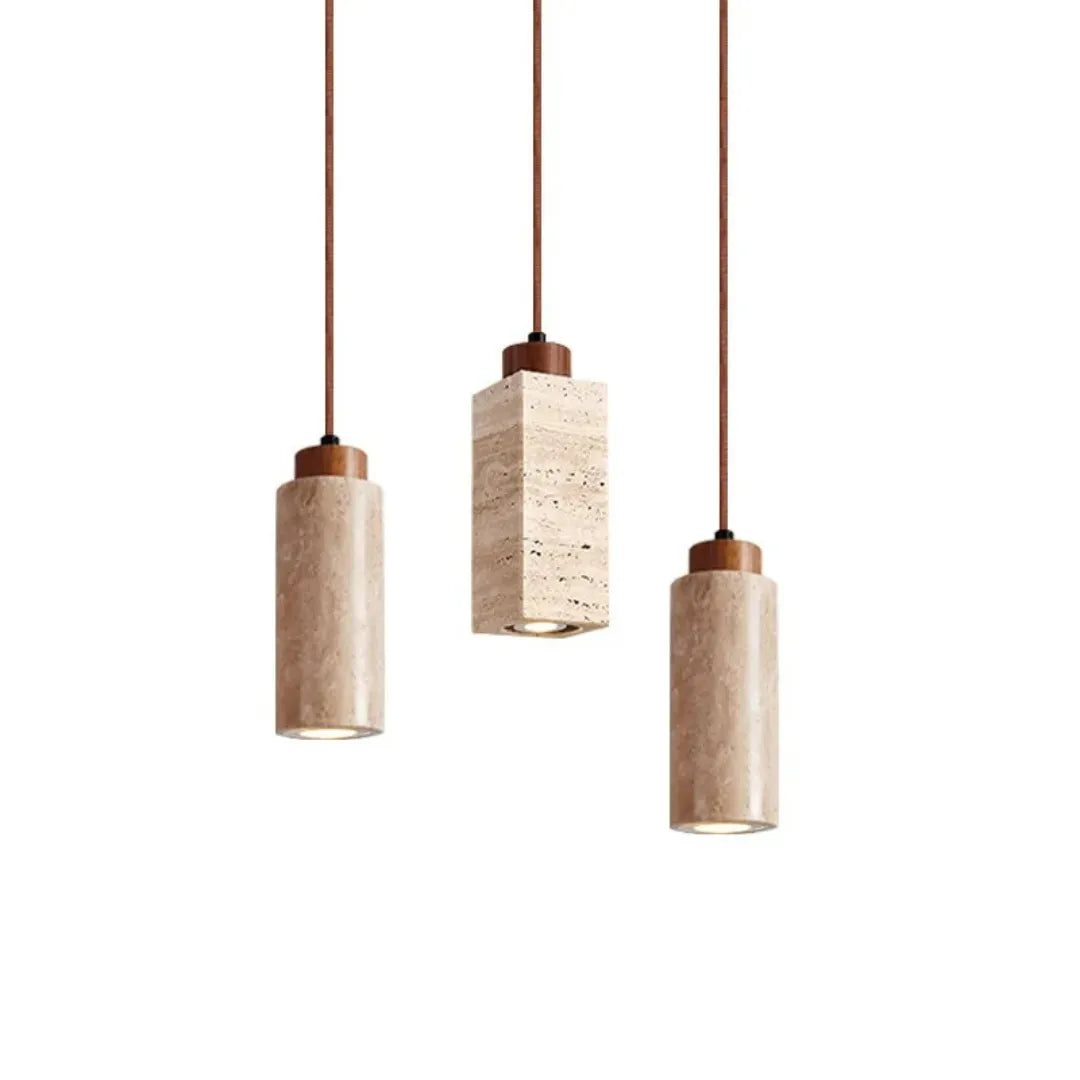 Luminária Pendente Moderna Minimalista Mármore Travertino