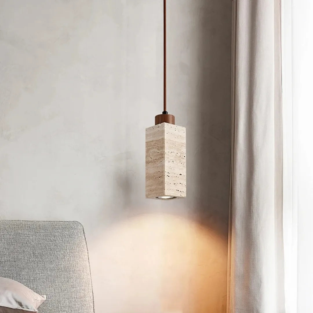 Luminária Pendente Moderna Minimalista Mármore Travertino