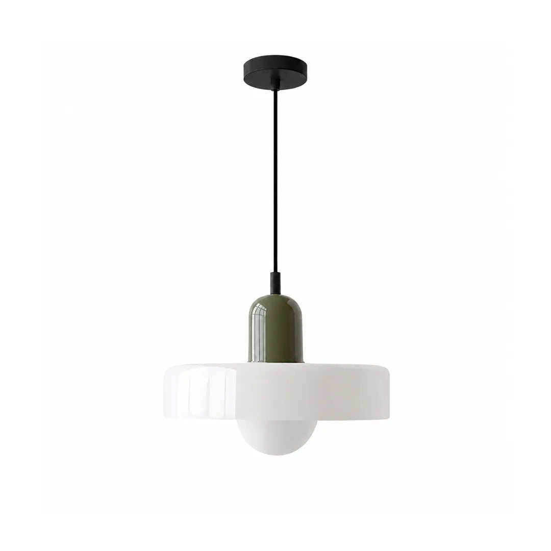 Luminária Pendente Nórdica em Vidro Niva Verde e Branco