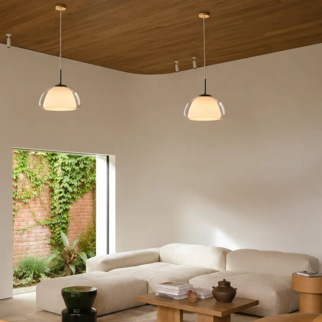 Luminária Pendente Sala Vidro Transparente Minimalista