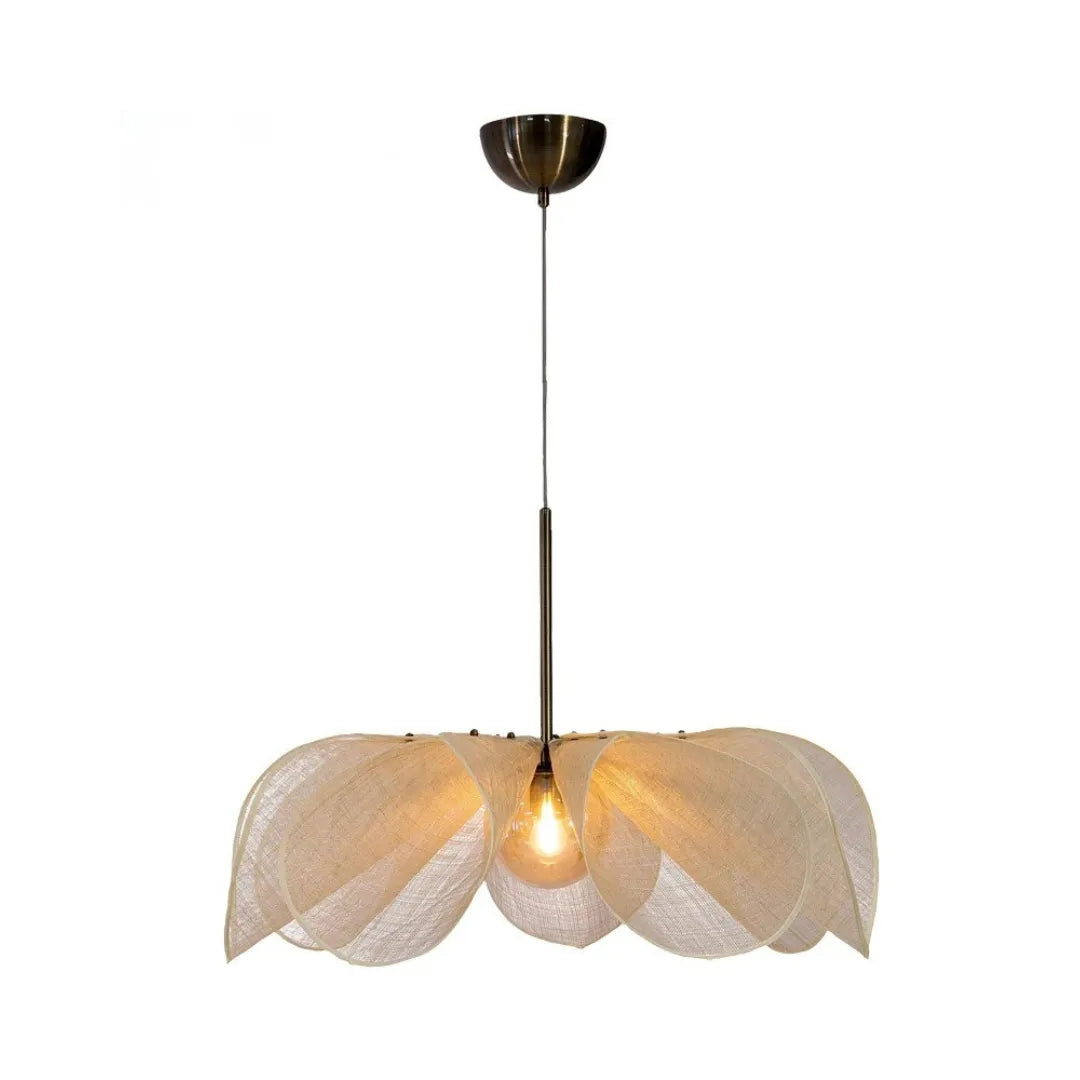  Luminária pendente tecido wabi sabi flor japonesa