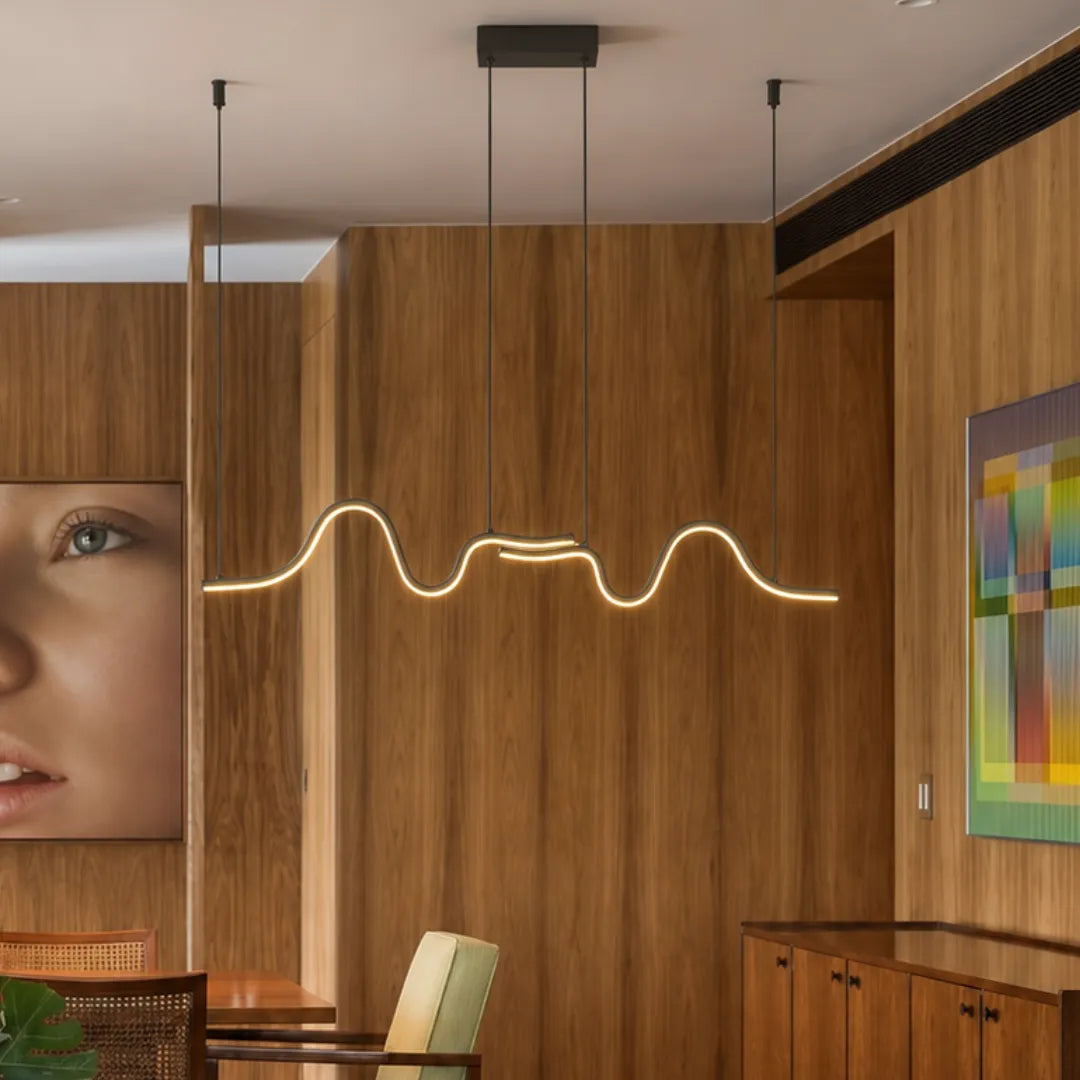 Luminária Pendente Linear Moderna em Alumínio LED Ondina