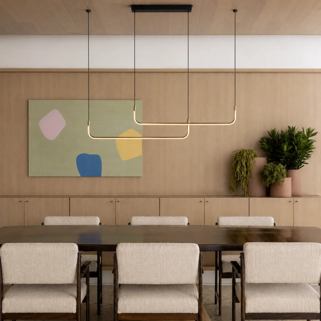 Luminária Pendente Linear Dupla em Alumínio LED Retta