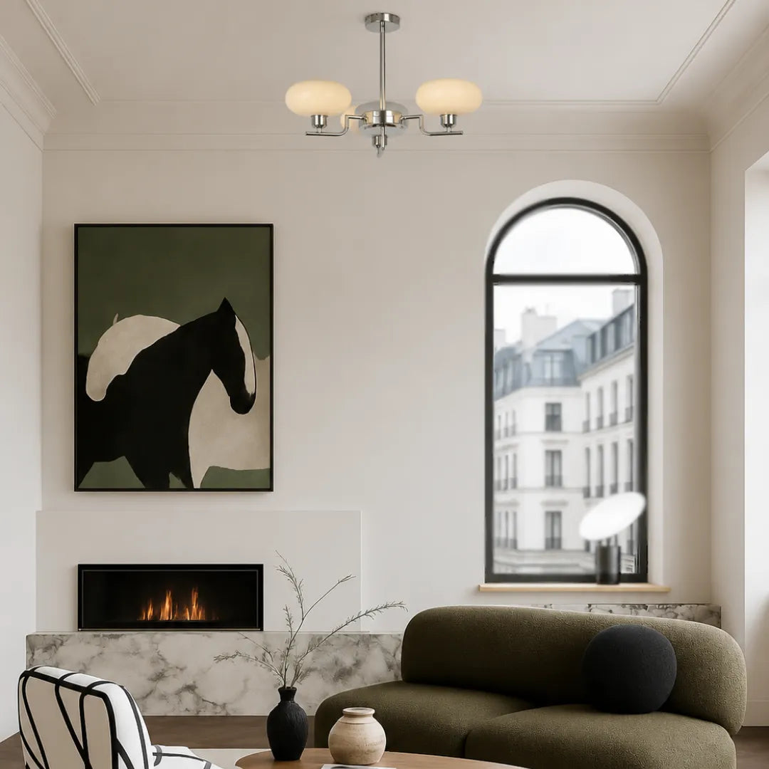 Lustre Astro em ambiente contemporâneo com três fontes de luz LED — Lustre Pendente Astro — Tonzi