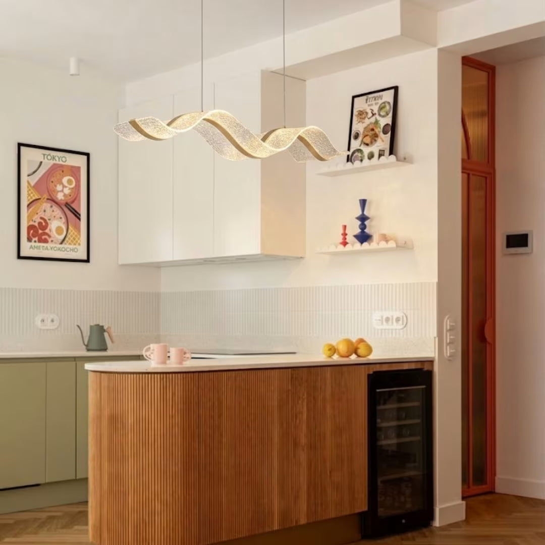 Lustre pendente para sala led design onda minimalista nivra