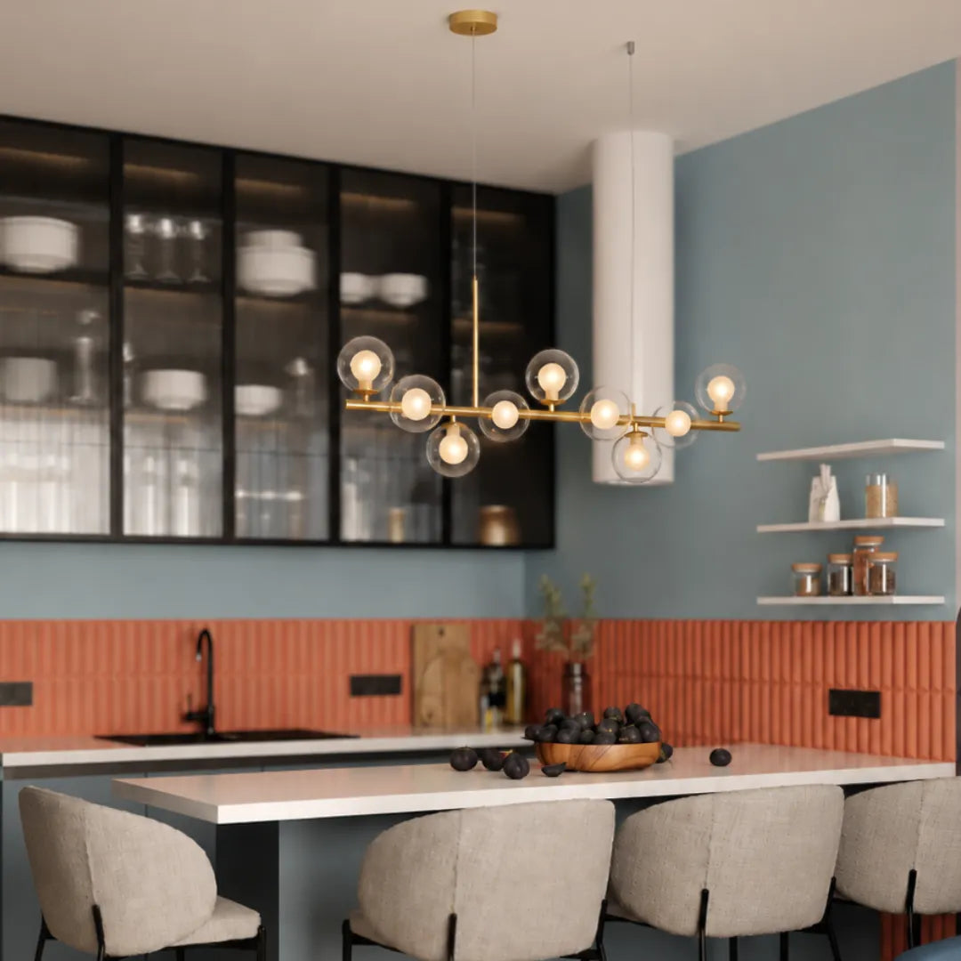 Lustre Pendente Moderno de Vidro LED para Sala de Jantar e Estar