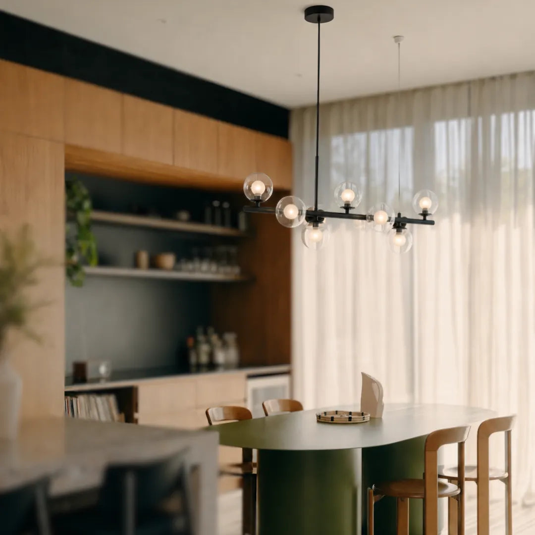 Lustre Pendente Moderno de Vidro LED para Sala de Jantar e Estar