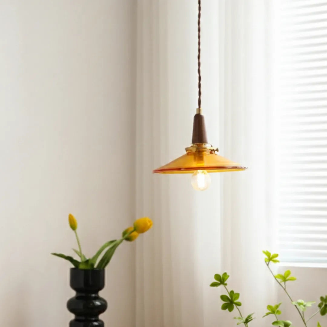 Lustre Pendente Vidro Nórdico Retrô Cobre Auren
