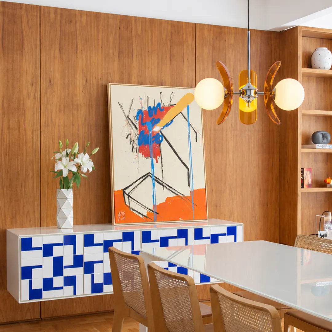 Lustre vidro fosco LED bauhaus Vinta