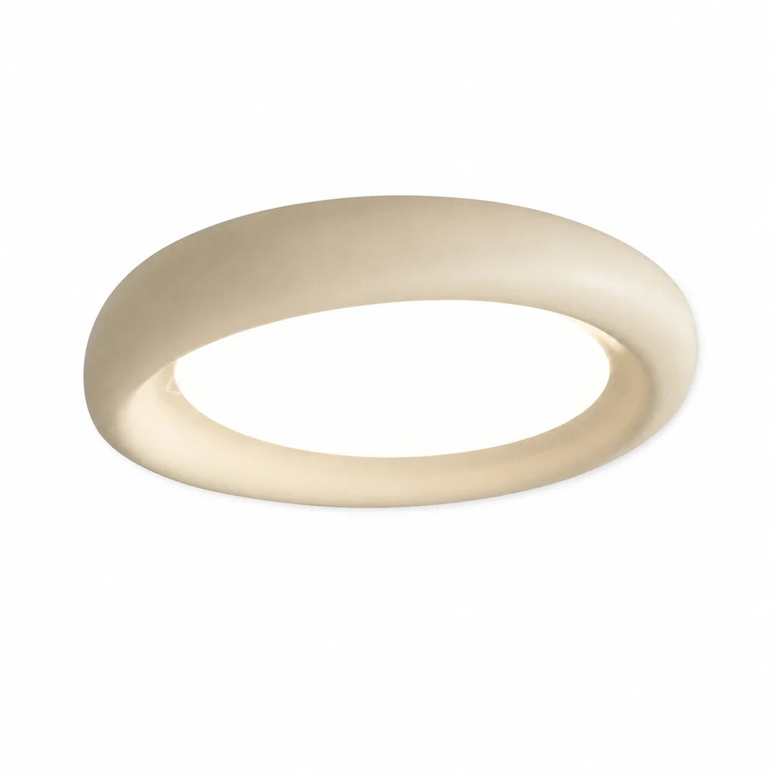 Plafon LED Nimbo bege de 50 cm em fundo branco