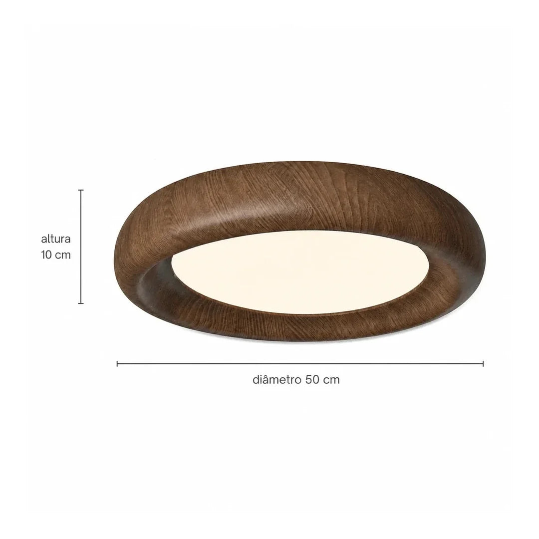 Medidas do plafon LED Nimbo Marrom 50 cm