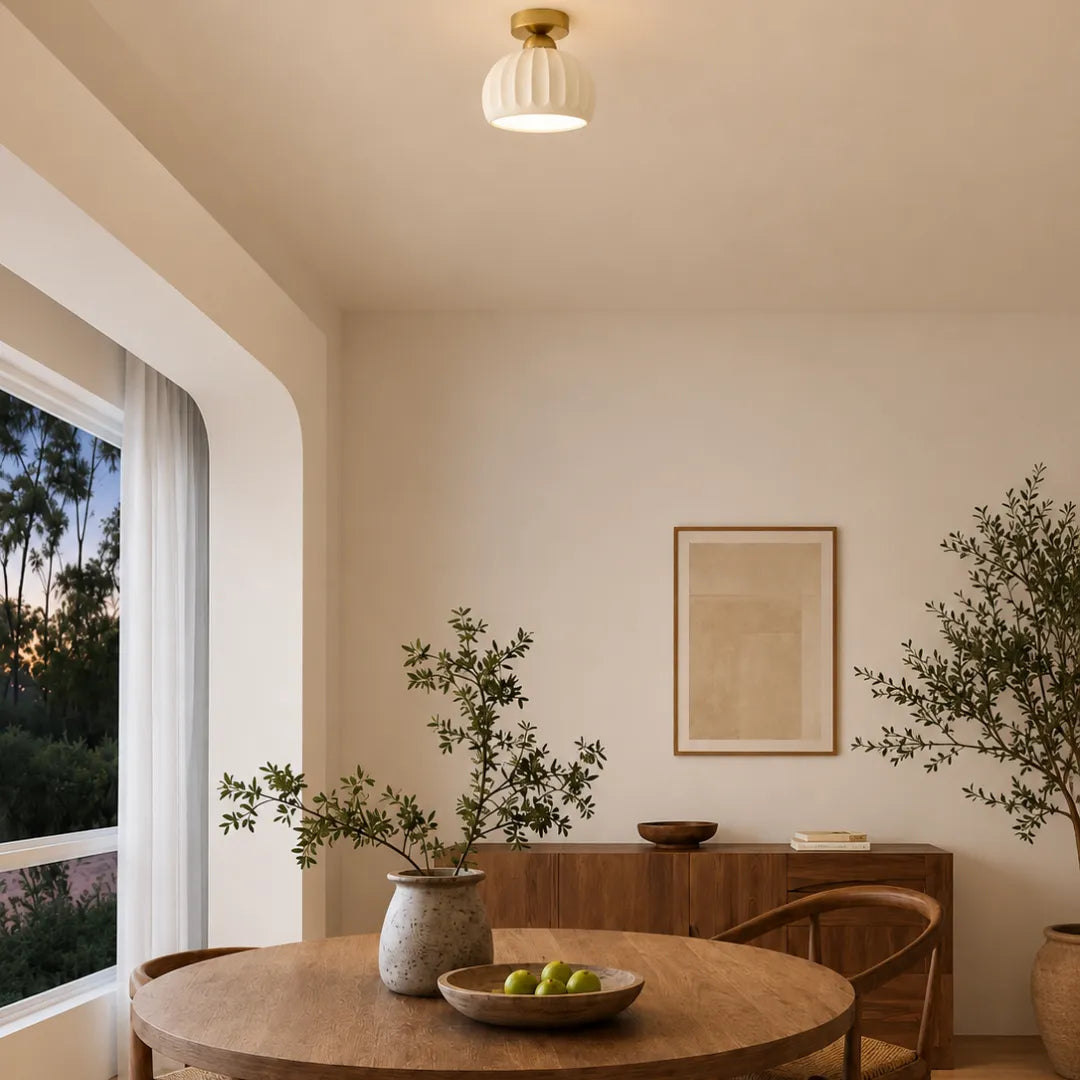Plafon de teto cerâmica e metal LED minimalista Kori