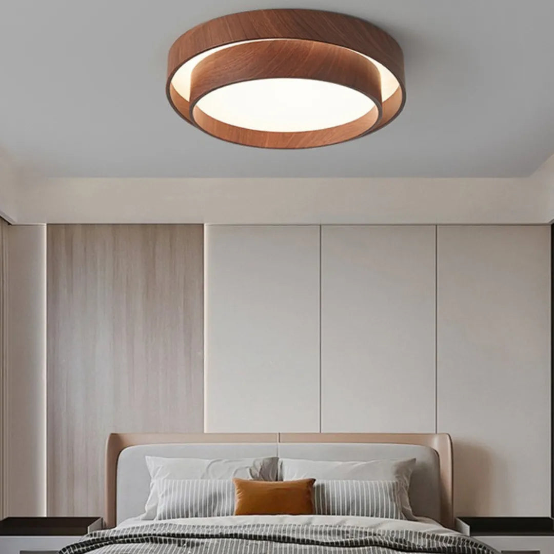 Plafon de Teto LED Madeira Nogueira Nórdika