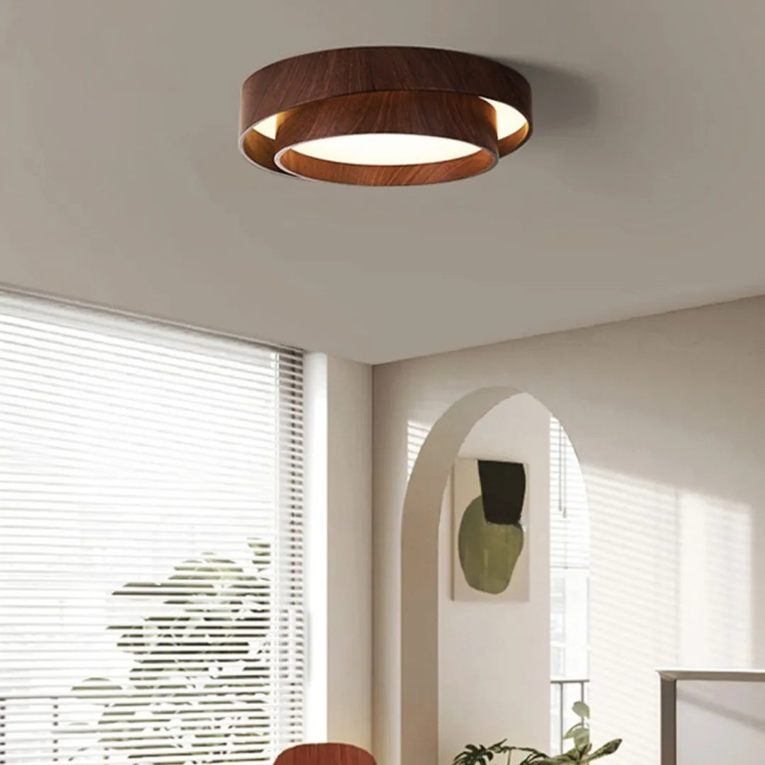 Plafon de Teto LED Madeira Nogueira Nórdika