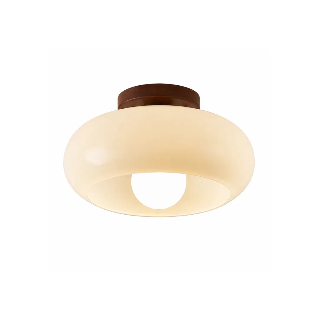 Plafon de teto madeira e vidro LED japandi Sugi