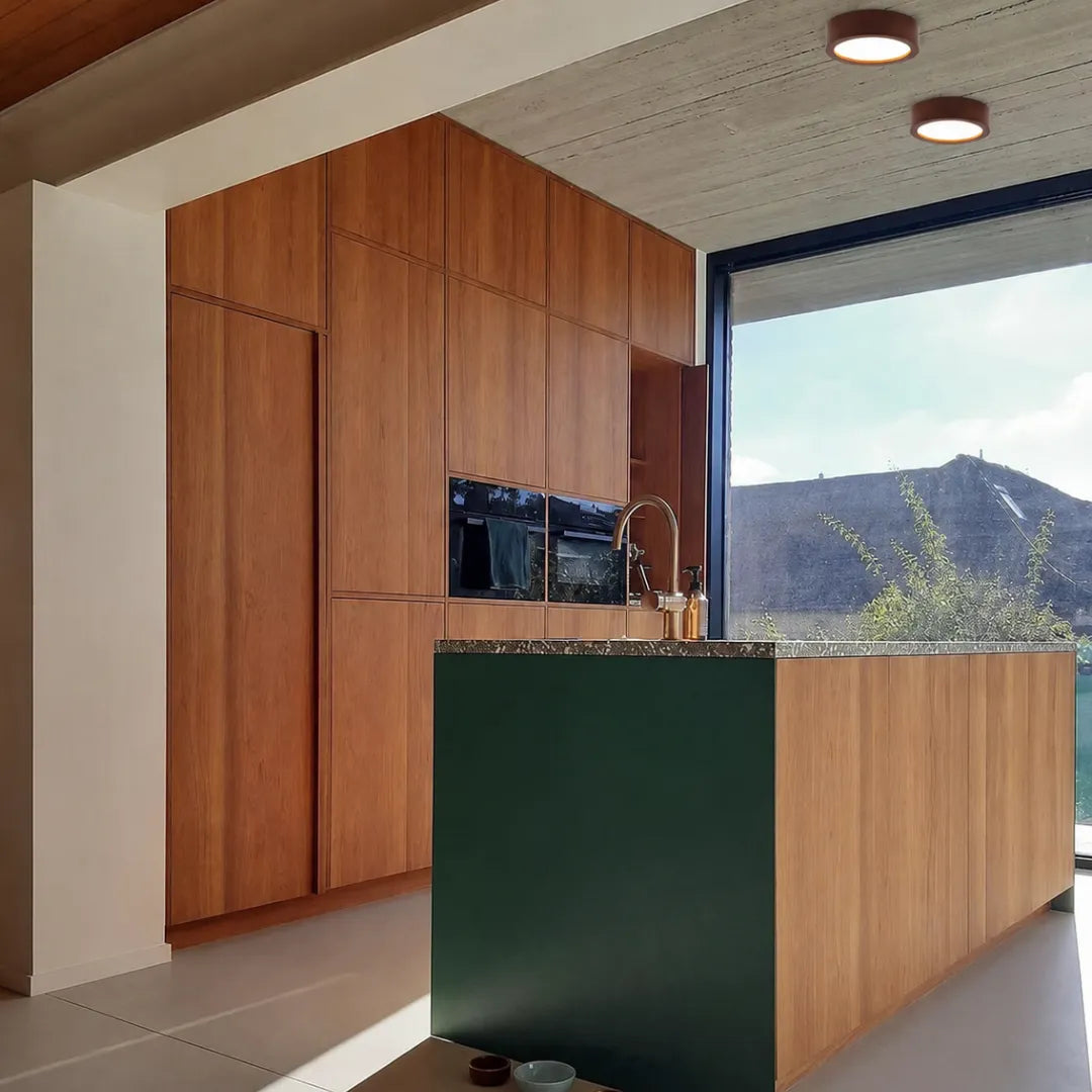 Plafon de teto madeira maciça LED japandi Hinoki